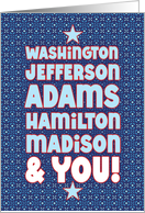 Revolutionary Fathers Day Washington Jefferson Adams Hamilton Madison card