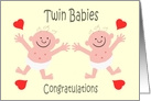 Congratulations Cute Cartoon Twin Babies card