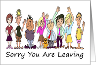 Cartoon Caricatures of Colleagues Waving To Someone Leaving card