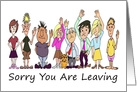 Cartoon Caricatures of Colleagues Waving To Someone Leaving card