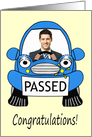 Passed Driving Test Custom Photo Cartoon Caricature Blue Car card