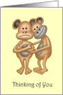 Thinking of You Cartoon Monkey Giving a Hug card