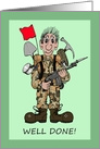 Congratulations on Becoming a Soldier Cartoon Caricature card