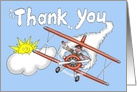 Cartoon Biplane Leaving Thank you Vapour Trail card