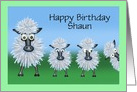 Birthday Custom Name Cartoon Caricature of A Sheep and her Lambs card