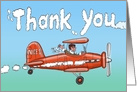 Nice 1 Cartoon Biplane Leaving Thank you Vapour Trail card