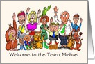 Custom Name Cartoon of Colleagues Welcoming a New Team Member card