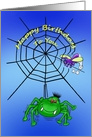 Birthday Cartoon Caricature of A Spider in a Web card