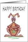 Cartoon Shocked Rabbit Eating a Carrot Funny Birthday card