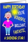 Female Birthday Smiling and Happy Caricature card