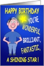 Male Birthday Smiling and Happy Caricature card