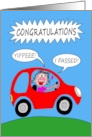 Female Just Passed Drivers Test Cartoon Car card