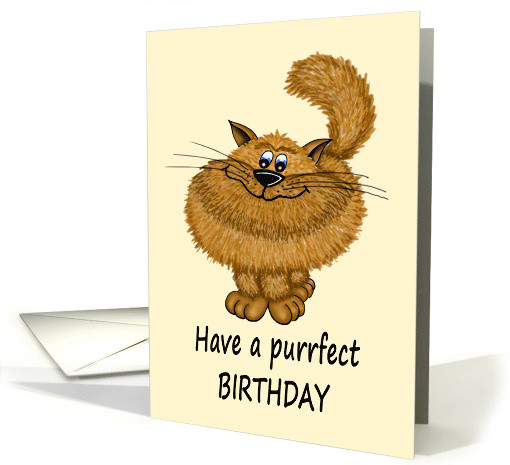 Birthday Cartoon Style Fluffy Cat card (1515328)