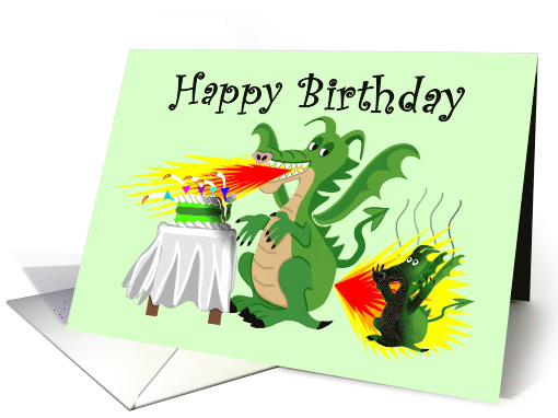 Birthday Joke Cartoon Style Dragons card (1515334)