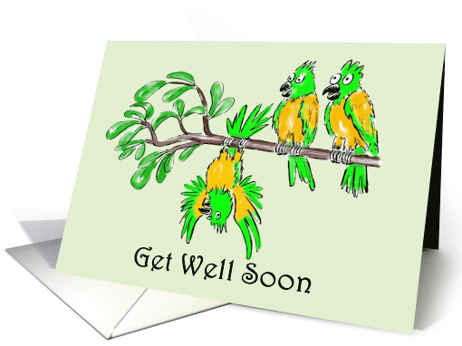 Get Well Cartoon Style Parrots card (1515584)