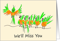 Leaving Cartoon Style Parrots Saying Good Bye to Colleague card