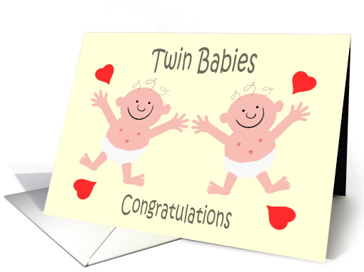 Congratulations Cute Cartoon Twin Babies card (1515594)