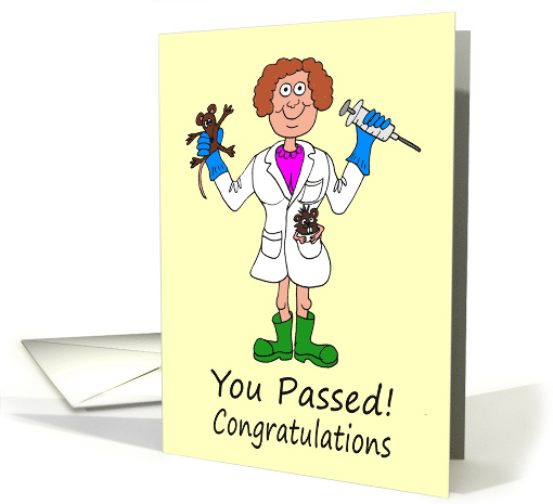 Congratulations on Becoming Qualified as a Vet Cartoon Caricature card