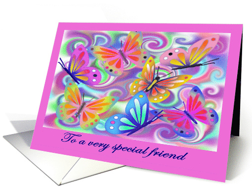 Special Friend Birthday Pink Butterflies Artwork card (1517404)