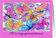 Special Friend Birthday Pink Butterflies Artwork card