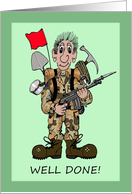Congratulations on Becoming a Soldier Cartoon Caricature card