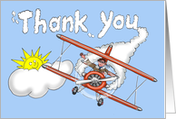 Cartoon Biplane Leaving Thank you Vapour Trail card