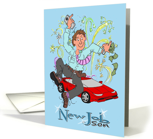 Son New Job Cartoon Caricature card (1518492)