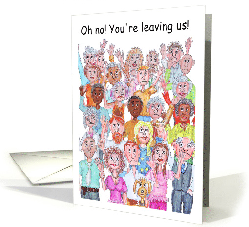 Goodbye Farewell Group of Cartoon People Waving card (1740358)
