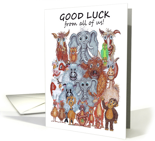 Good Luck from a Group of Cartoon Animals card (1740360)