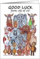 Good Luck from a Group of Cartoon Animals card