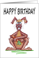 Cartoon Shocked Rabbit Eating a Carrot Funny Birthday card