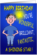 Male Birthday Smiling and Happy Caricature card