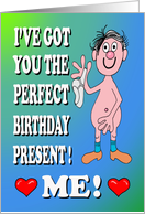 For Partner Birthday Caricature Cartoon of a Naked Male card