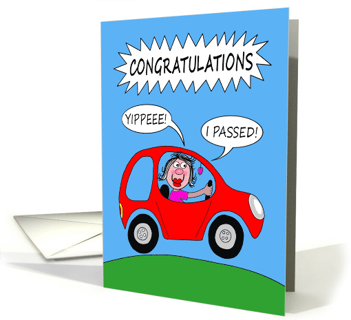 Female Just Passed Drivers Test Cartoon Car card (1740396)