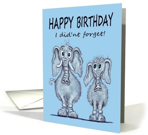 Birthday Elephant Pair Looking Happy and Shocked card (1740398)