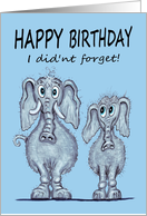 Birthday Elephant Pair Looking Happy and Shocked card
