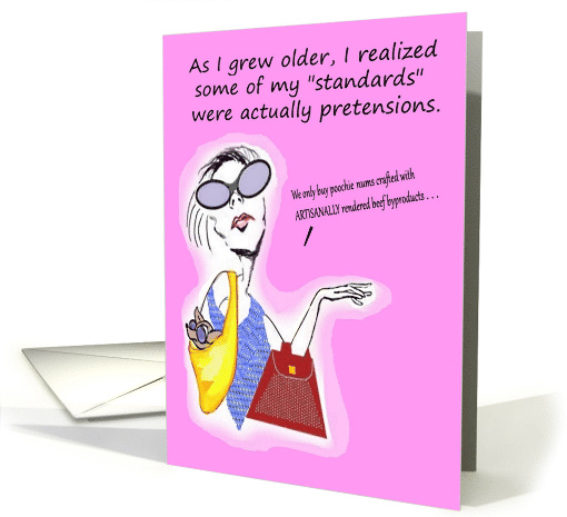 Pretentious Diva and Pocket Pooch Humorous Thinking of You card