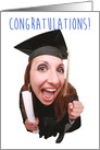 Congratulations Graduate Female in Cap with Diploma card