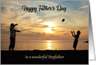 Happy Father’s Day Man and Boy on Beach For Stepfather card