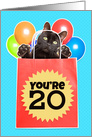 Happy 20th Cat’s Out of the Bag Humor card