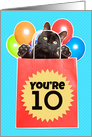 Happy 10th Birthday Cat’s Out of the Bag Humor card