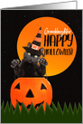 Happy Halloween Granddaughter Cute Black Cat in Pumpkin card