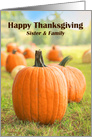Happy Thanksgiving to Sister & Family Pumpkin Patch card