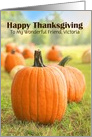 Happy Thanksgiving Custom Name or Relationship Pumpkin Patch card