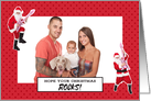 Hope Your Christmas Rocks Funny Santa With Guitar Custom Picture card