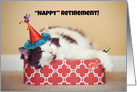 Nappy (Happy) Retirement For Anyone Funny Cat Sleeping in Party Hat card