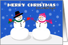 Merry Christmas to a Wonderful Couple Snowman Illustration card