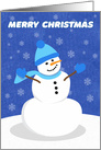 Merry Christmas For Anyone Snowman in Blue card