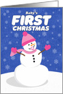Merry Christmas Baby Girl’s First Cute Snowman card