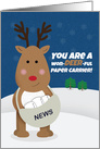 Merry Christmas Paper Carrier Cute Reindeer card